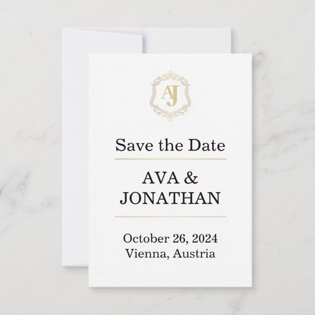 Imperial Luxe Save the Date Card – Monogram Style (Front)