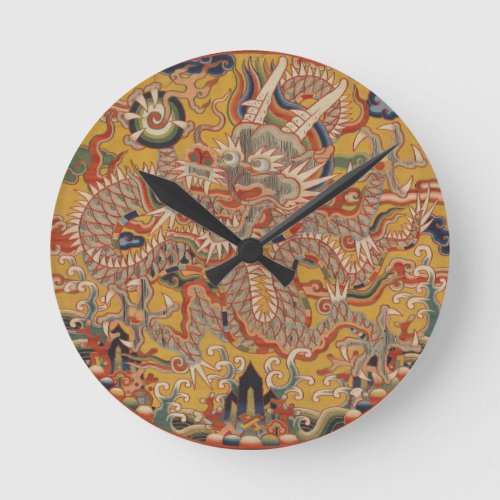 Imperial Ming Asian Chinese Dragon Art Round Clock