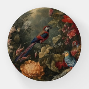 Imperial Peony & Emerald Parrot Vintage Botanical Paperweight