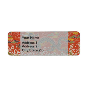 Imperial Red & Black Dragon Silk Pattern Label