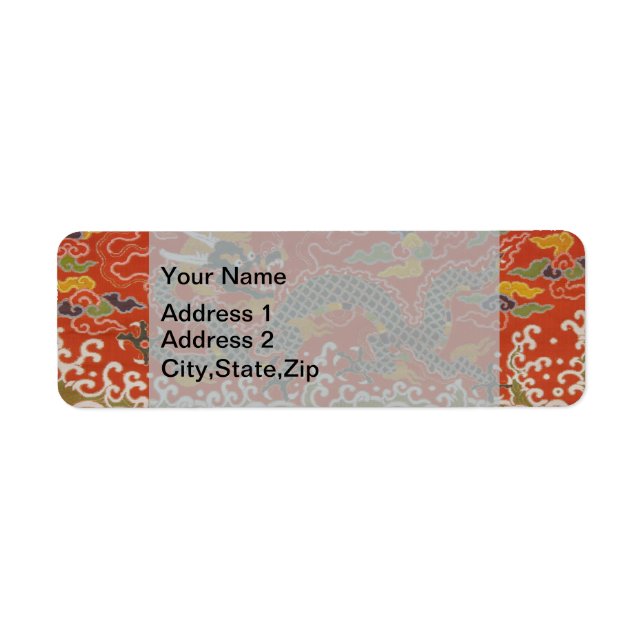 Imperial Red & Black Dragon Silk Pattern Label (Front)