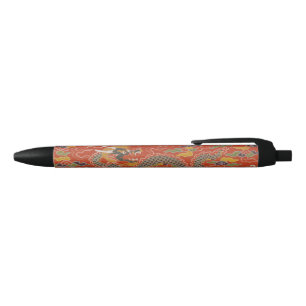 Imperial Red & Black Dragon Silk Pattern Pen