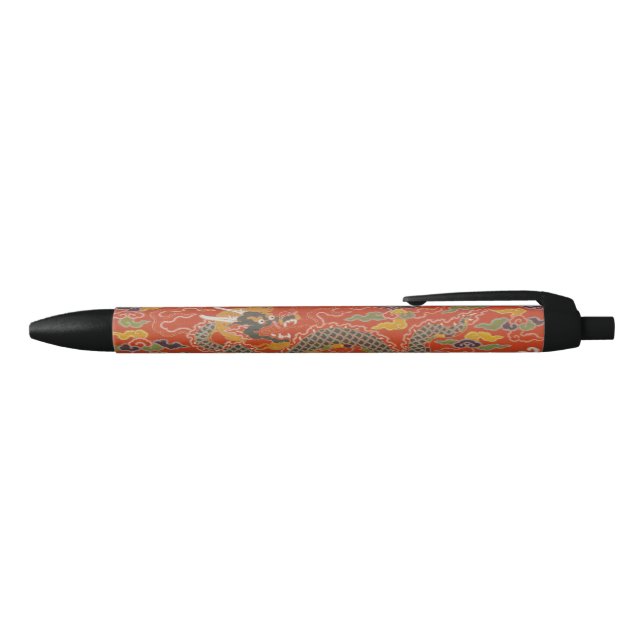 Imperial Red & Black Dragon Silk Pattern Pen (Top)