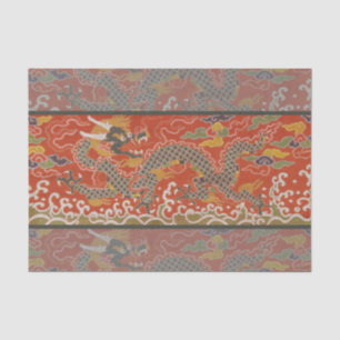 Imperial Red & Black Dragon Silk Pattern Tissue Paper