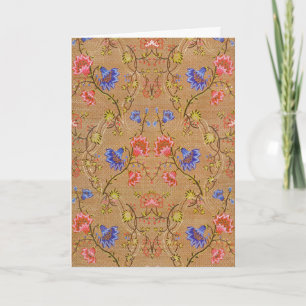 Imperial Red & Gold Interlocking Floral Silk Art Card