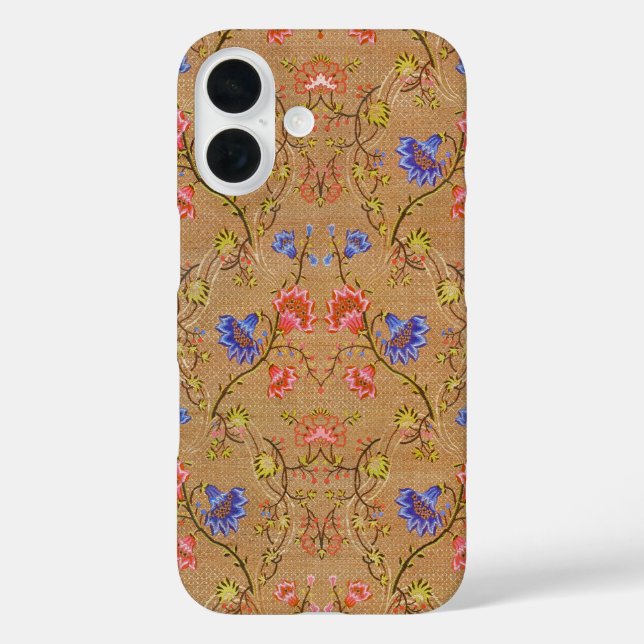 Imperial Red & Gold Interlocking Floral Silk Art Case-Mate iPhone Case (Back)