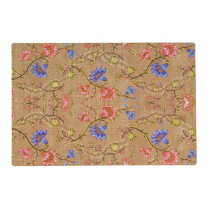 Imperial Red & Gold Interlocking Floral Silk Art Placemat