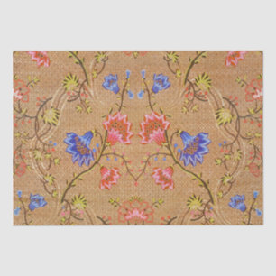 Imperial Red & Gold Interlocking Floral Silk Art Tissue Paper