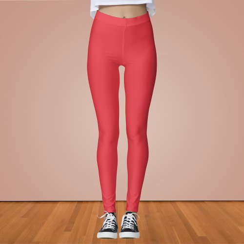 Imperial Red Solid Color Leggings