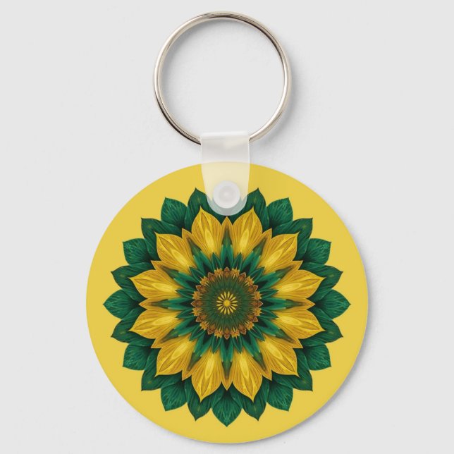 Imperial Solar Flower Mandala Luxury Keychain  (Front)