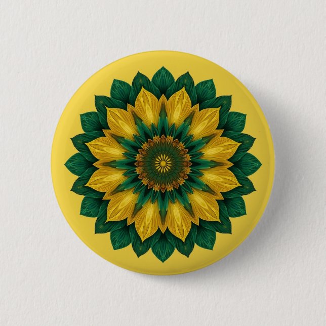 Imperial Solar Flower Mandala Luxury Keychain Button (Front)