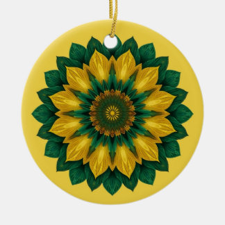 Imperial Solar Flower Mandala Luxury Keychain Ceramic Ornament