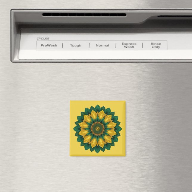 Imperial Solar Flower Mandala Luxury Keychain Magnet (In Situ (Dishwasher))