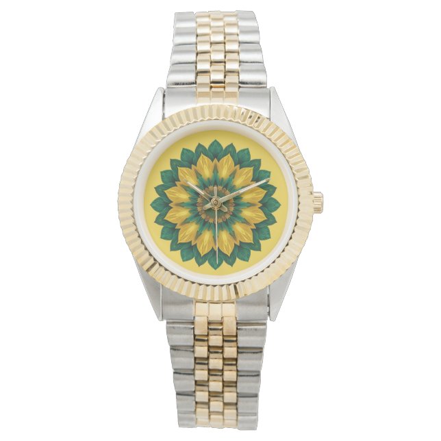 Imperial Solar Flower Mandala Luxury Keychain Watch (Front)