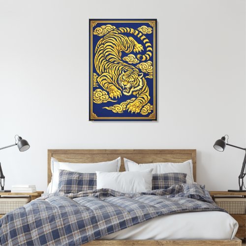 Imperial Tiger – Gold & Blue Canvas Print