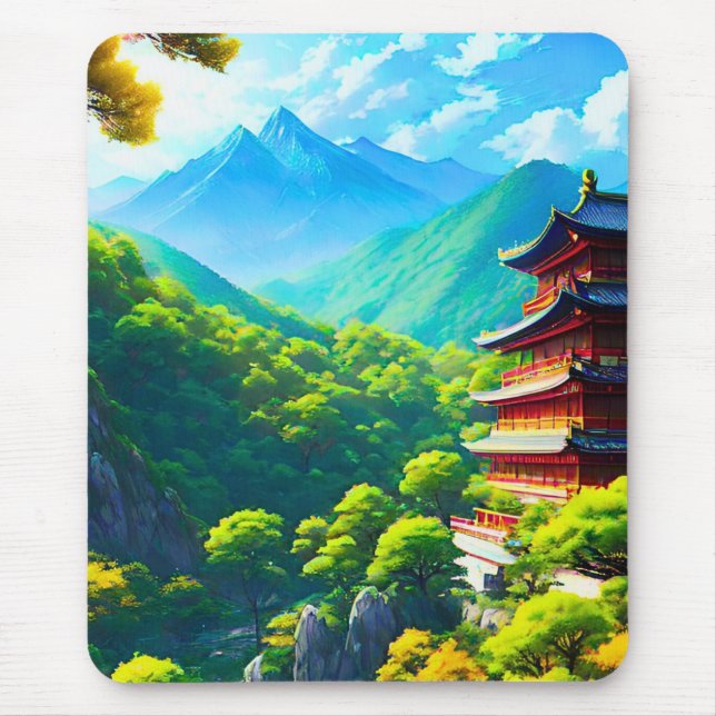Imperial Tranquility: Nature's Embrace Mouse Pad (Front)