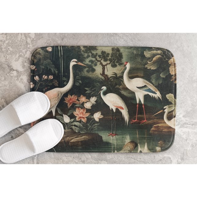 Imperial White Crane & Golden Palace Vintage Bath Mat (Creator Uploaded)