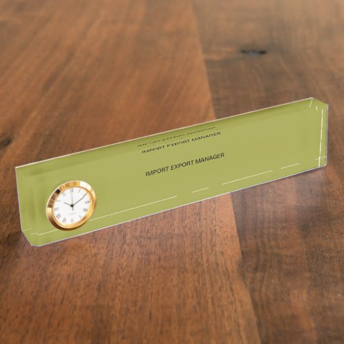 Import Export Manager Desk Nameplate with clock
