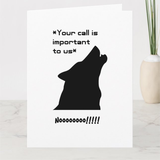 Important Call Funny Wolf Customer Service Cartoon Card (Front)