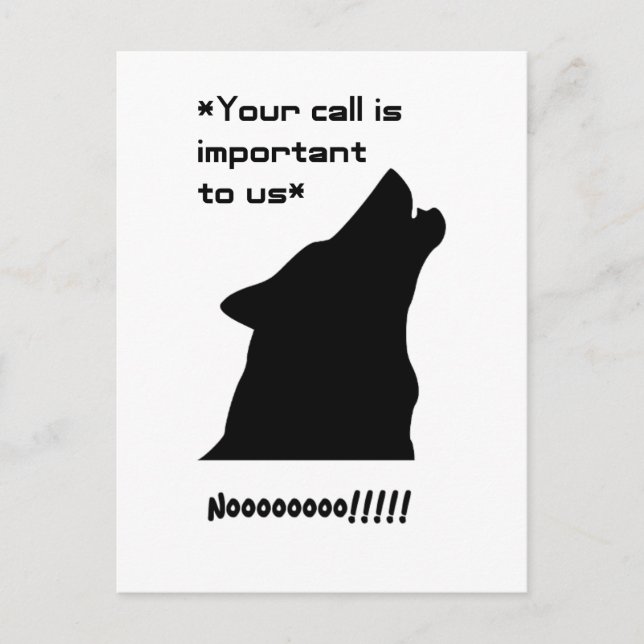 Important Call Funny Wolf Customer Service Cartoon Postcard (Front)