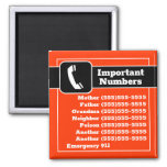 Important Contact Phone Numbers Fridge Reminders Magnet at Zazzle