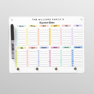 Important Dates Calendar Dry Erase Board