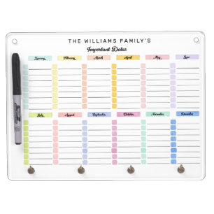 Important Dates Calendar Dry Erase Board