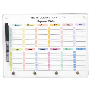 Important Dates Calendar Dry Erase Board