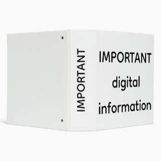 important digital information 3 ring binder
