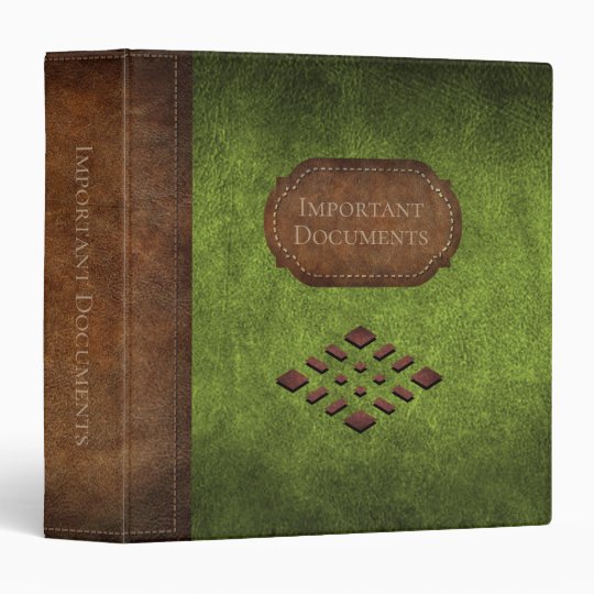 Important Documents Faux Green Leather Binder