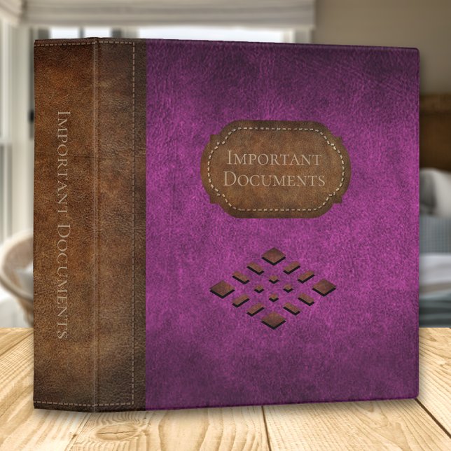 Important Documents Faux Pink Leather 3 Ring Binder (Creator Uploaded)