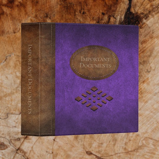 Important Documents Faux Purple Leather 3 Ring Binder (Creator Uploaded)