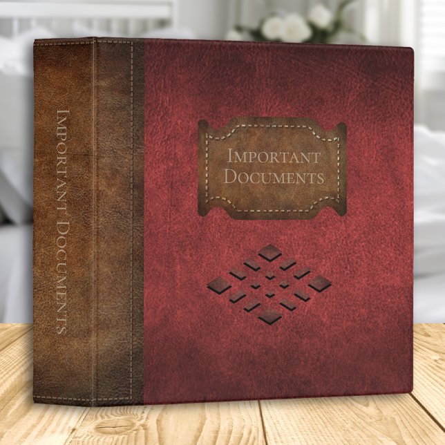 Important Documents Faux Red Leather 3 Ring Binder (Creator Uploaded)