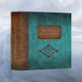 Important Documents Faux Teal Leather 3 Ring Binder