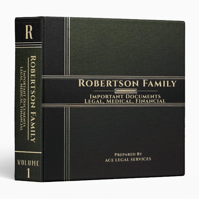 Important Documents | Legal | Medical 3 Ring Binder (Front/Spine)