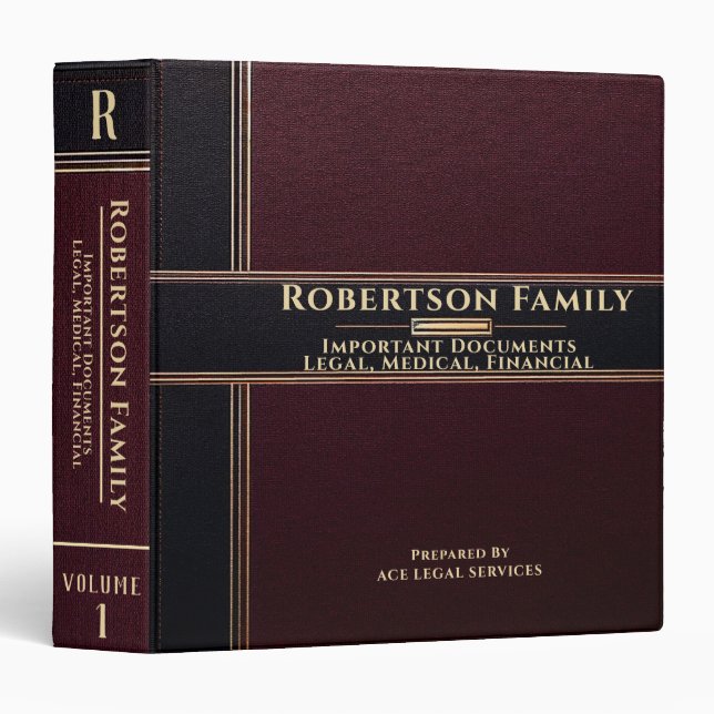 Important Documents | Legal | Medical 3 Ring Binder (Front/Spine)