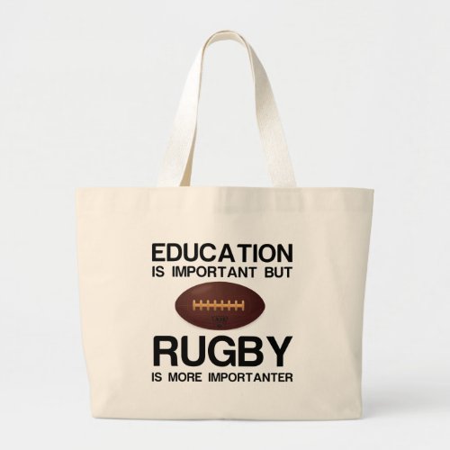 IMPORTANT EDUCATION RUGBY IMPORTANT LARGE TOTE BAG