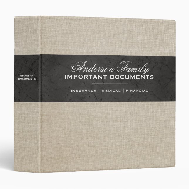Important Family Documents Estate Planning Binder (Front/Spine)