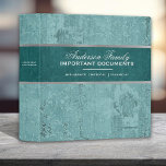 Important Family Documents Estate Planning Binder<br><div class="desc">An elegant and modern teal Important Documents Binder with an soft and subtle shabby chic background with a silver metal textured border. Personalize it with your name on the front. Perfect for storing your estate planning documents. Designed for you by Blackberry Boulevard.</div>