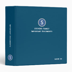 Important Family Documents Organizer Ocean-Blue 3 Ring Binder