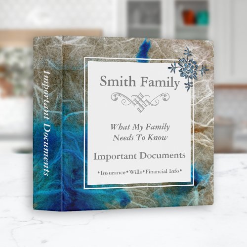 Important Family Documents  Vintage Blue 3 Ring Binder