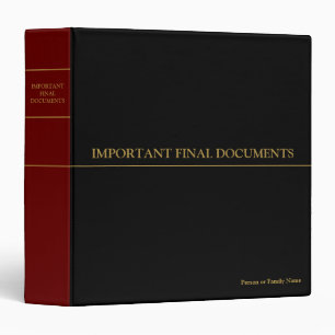 Important Final Documents - Black Red Gold 3 Ring Binder