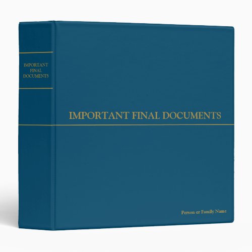 Important Final Documents _ Blue  Gold  3 Ring Binder
