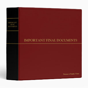 Important Final Documents - Red   Black   Gold   3 Ring Binder