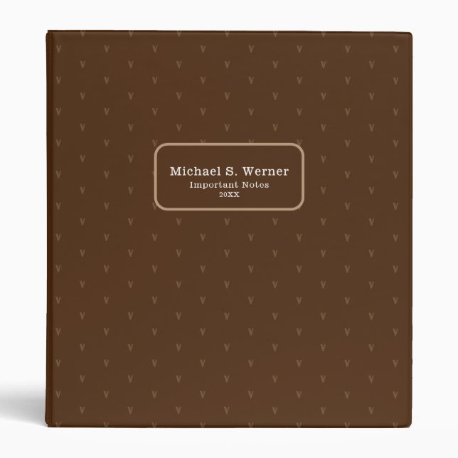 Important Notes Organizer Monogram Brown 3 Ring Binder (Front)