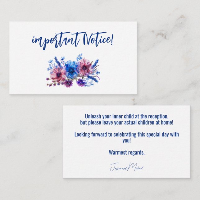 Important Notice! Pastel Whispers Meadows  Enclosure Card (Front/Back)