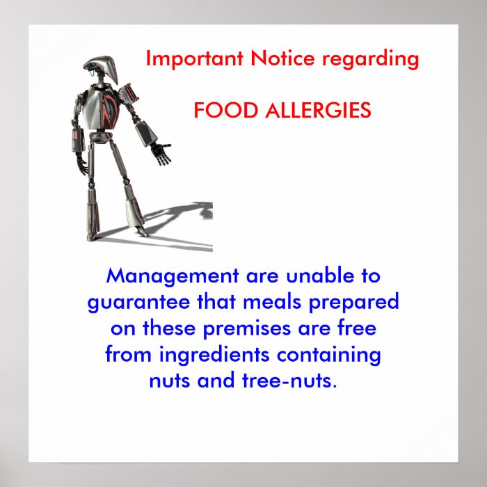 Important Notice regarding FOOD ALLERGIES Print