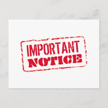 Important Notice Vintage Red Ink Rubber Stamp Postcard by logotees at Zazzle