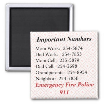 Important Numbers Magnet by Lilleaf at Zazzle
