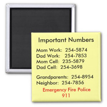 Important Numbers Magnet by Lilleaf at Zazzle